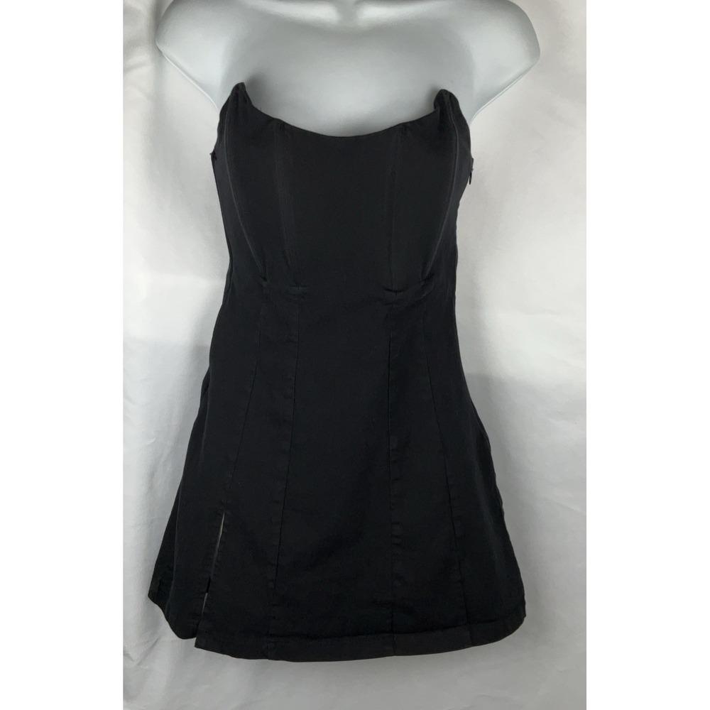 White Fox Womens Small Black Corset Strapless Micro Mini Dress Bodycon Boning